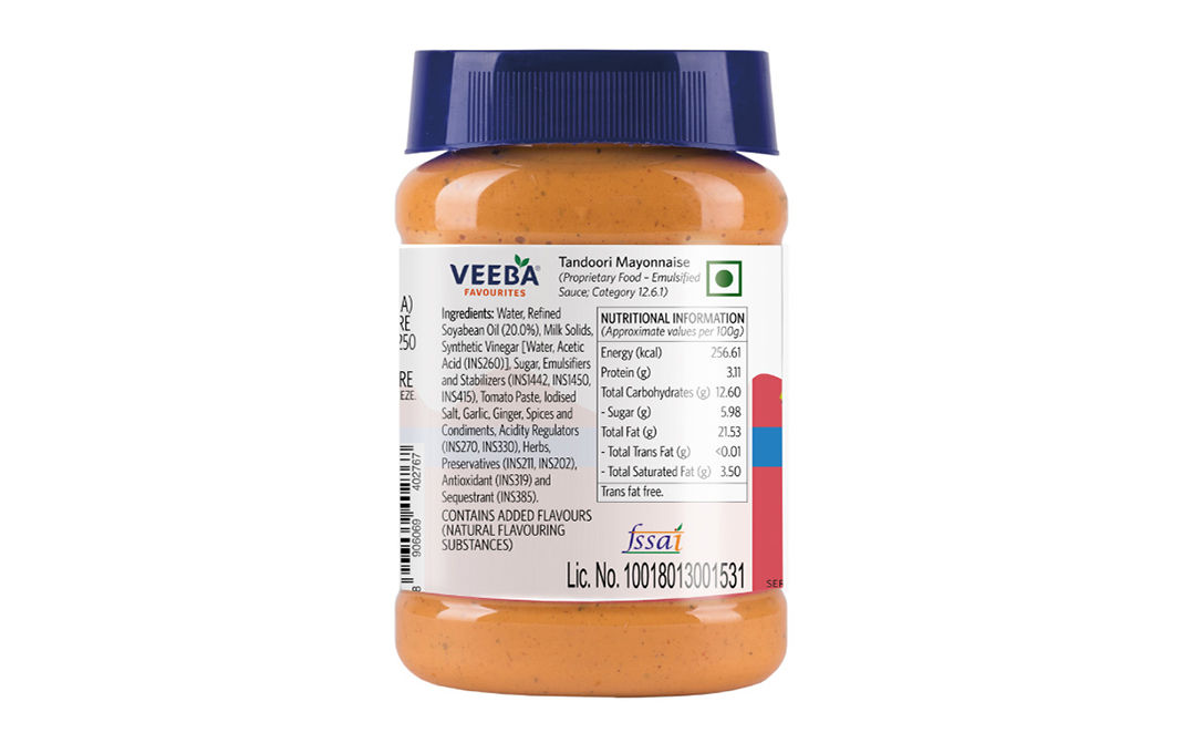 Veeba Eggless Tandoori Mayonnaise   Plastic Jar  250 grams